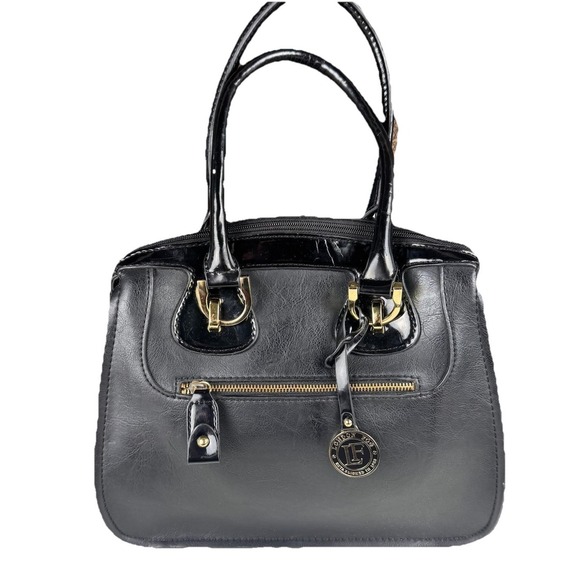 London Fog Black And Beige Purse Double Handle Handbag‎ - Picture 1 of 16